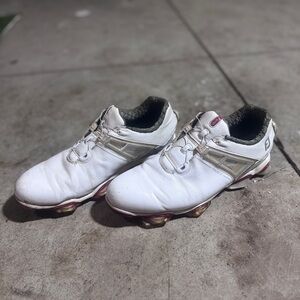 Footjoy Tour X’s Red White Golf crank spiked Cleats with Red Accents Size 10.5